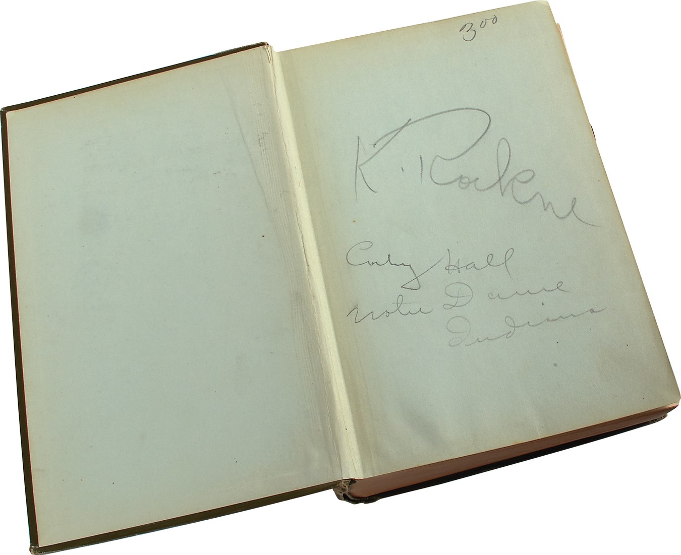 1911 Knute Rockne Signed, Personally-Owned Student Book at Notre Dame - Family Sourced (JSA)