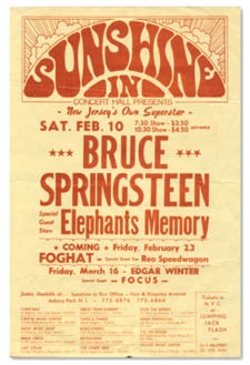 Bruce Springsteen - 1973 Bruce Springsteen Sunshine Inn Handbill
