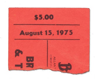 - 1975 Bruce Springsteen Bottom Line Ticket Stub
