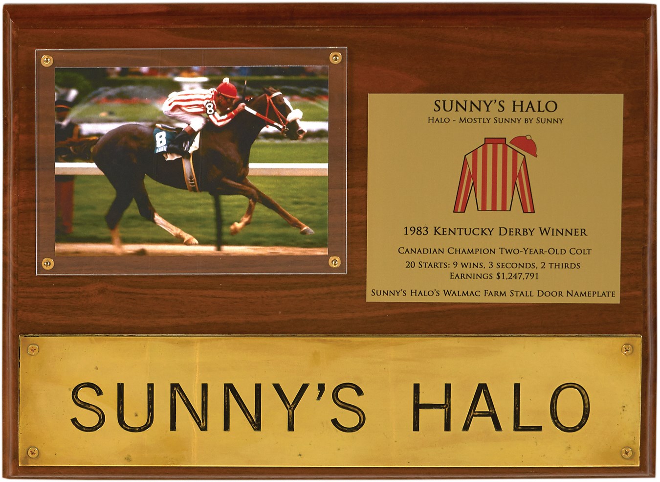 Horse Racing - Sunny's Halo Walmac Farm Stall Door Nameplate