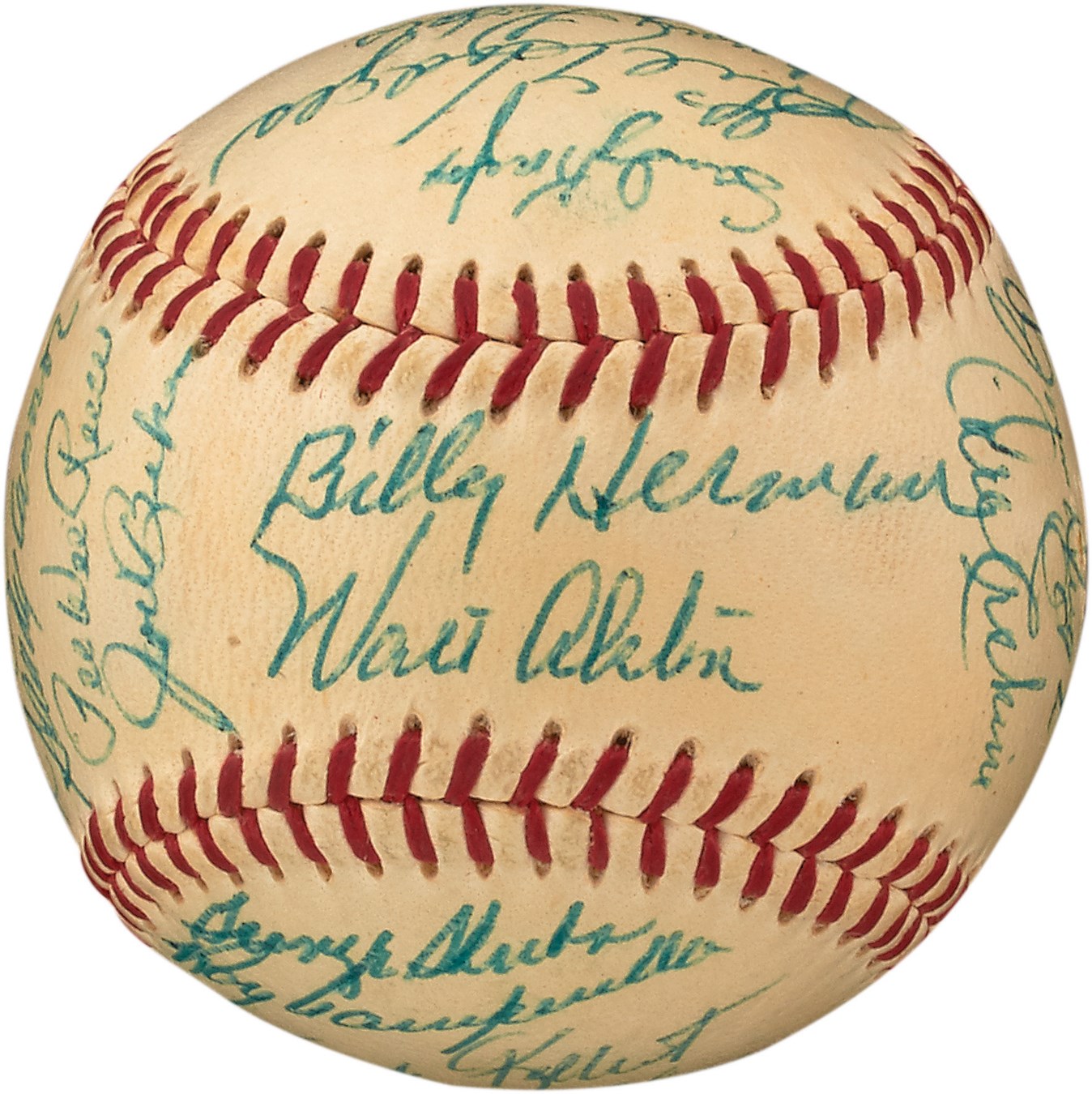 Jackie Robinson & Brooklyn Dodgers - The Finest 1955 Brooklyn Dodgers Team-Signed Baseball Extant (NO Clubhouse Signatures, PSA NM-MT 8)