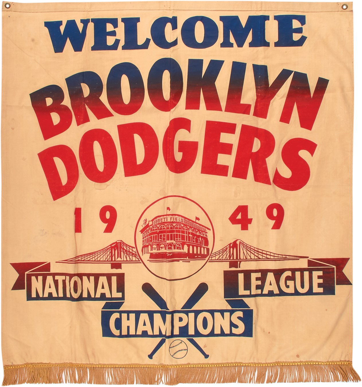 Jackie Robinson & Brooklyn Dodgers - 1949 Brooklyn Dodgers National League Championship Banner