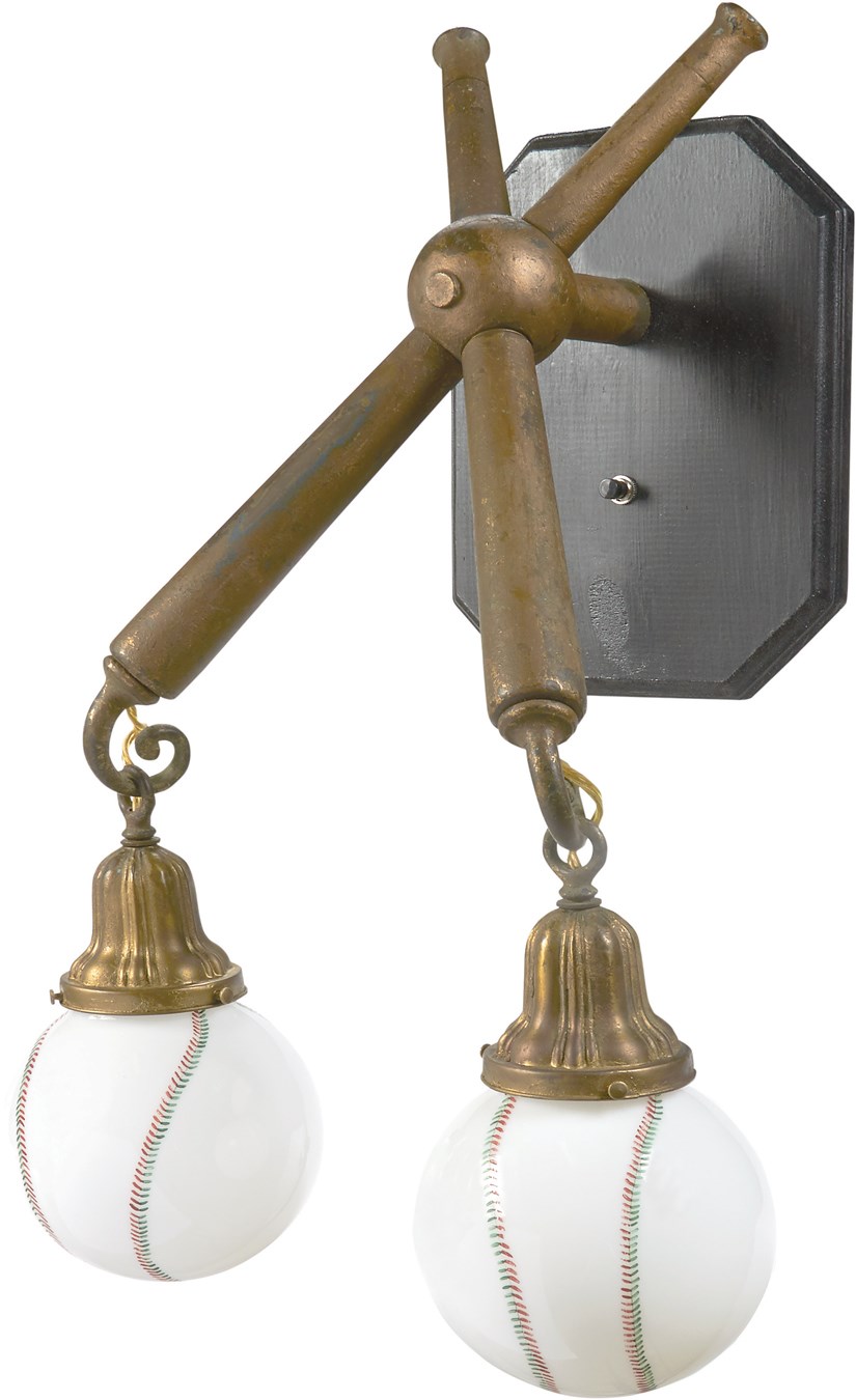 Jackie Robinson & Brooklyn Dodgers - 1913 Ebbets Field Rotunda Wall Sconce with Hand-painted Globes