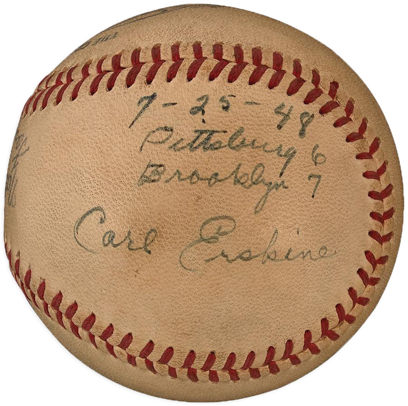 1948 Carl Erskine Last Out Baseball from His First Career Win (PSA)