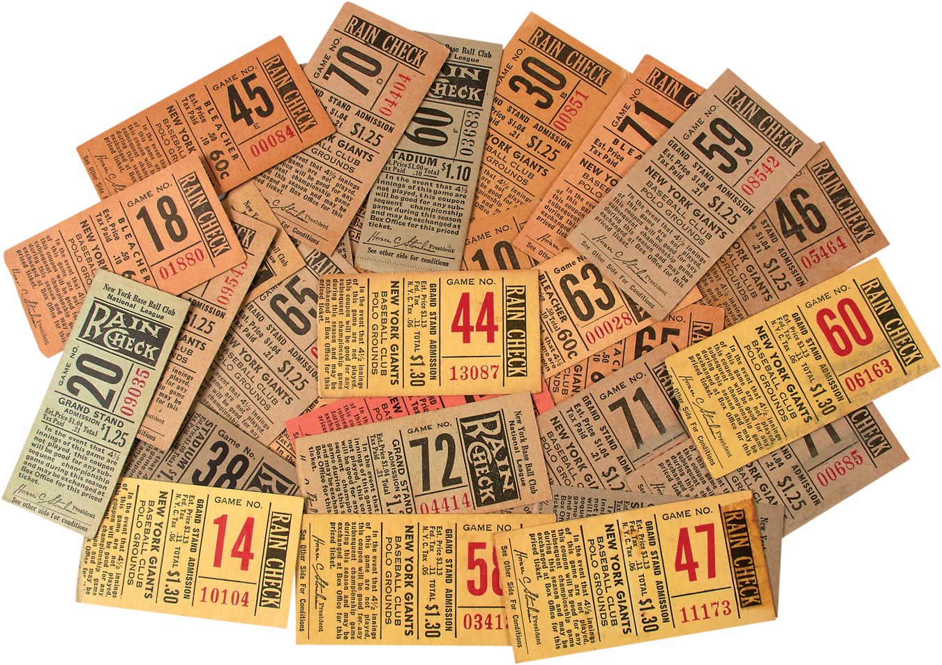 Jackie Robinson & Brooklyn Dodgers - 1940s-50s Ebbets Field & Polo Grounds Baseball Ticket Stubs (105)