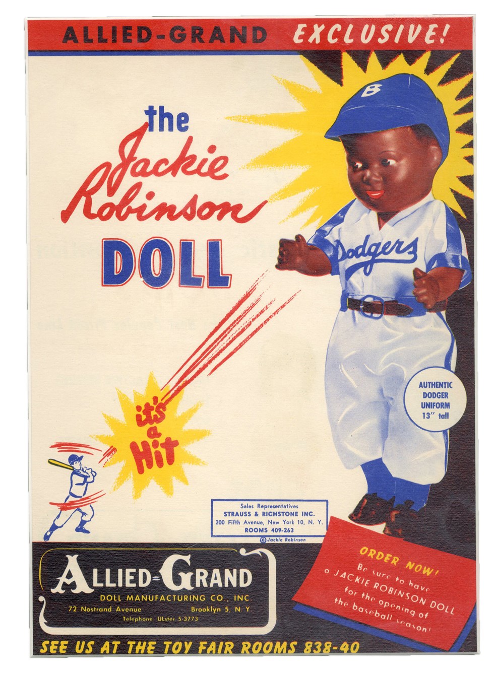 Jackie Robinson & Brooklyn Dodgers - 1950 Jackie Robinson Doll Advertising Poster