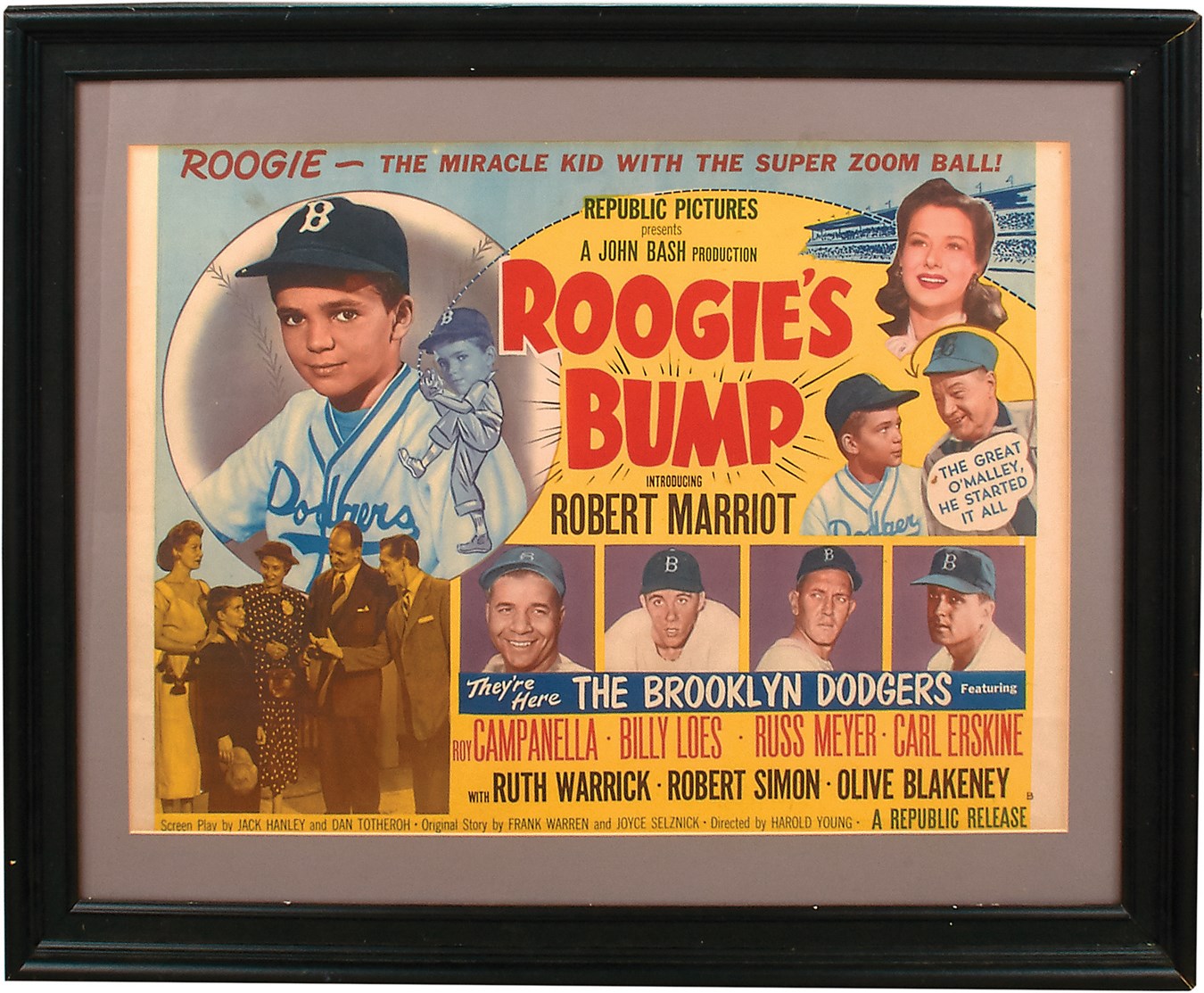 Jackie Robinson & Brooklyn Dodgers - 1954 "Roogie's Bump" Brooklyn Dodger Half-Sheet Movie Poster