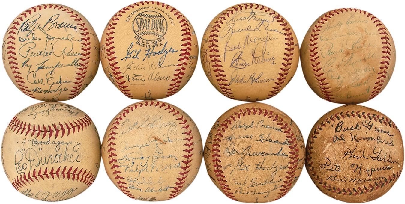 Jackie Robinson & Brooklyn Dodgers - 1930-57 Brooklyn Dodger Mostly Clubhouse Signed Baseballs (8)
