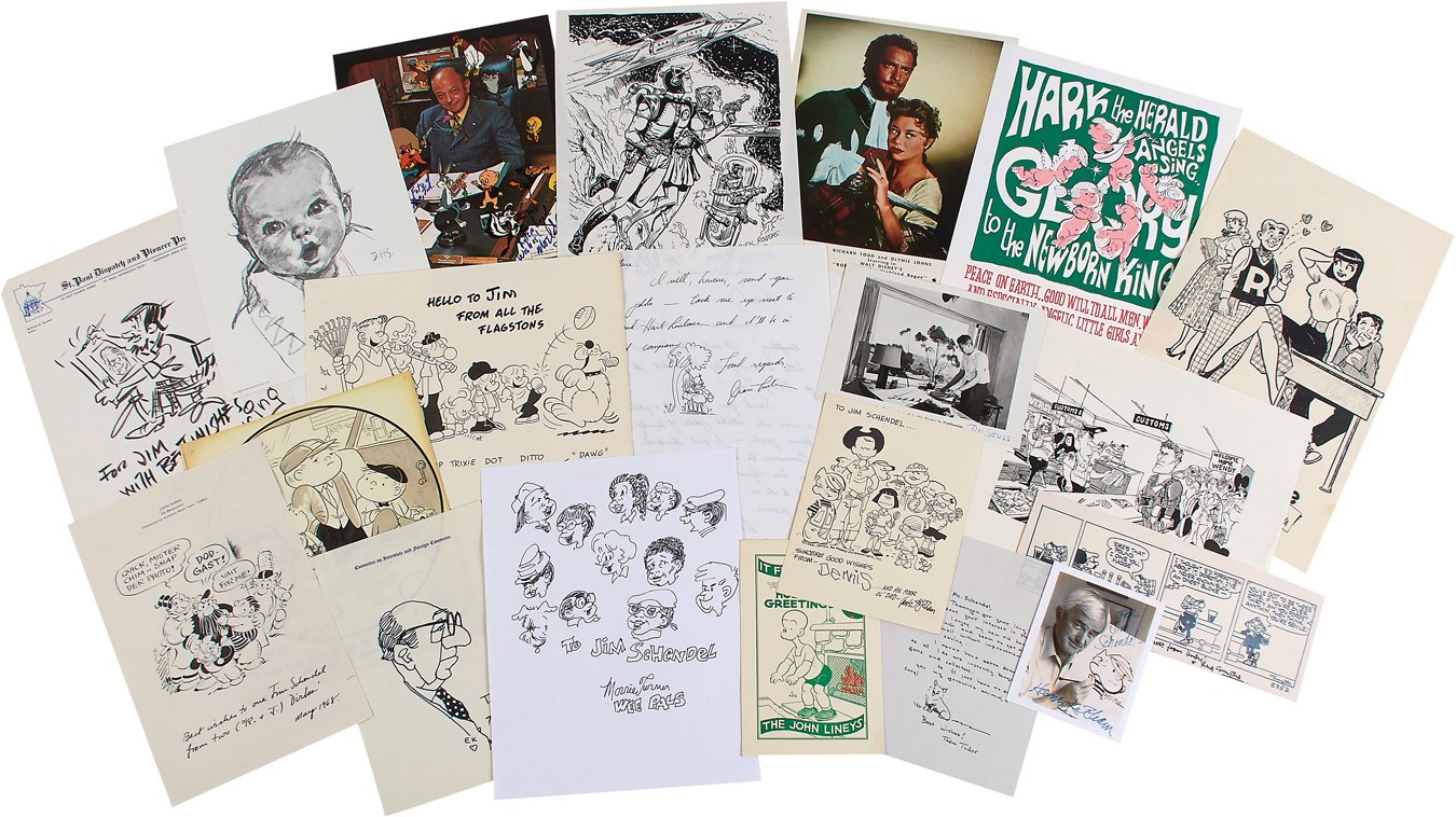 Jim Schendel Autograph Collection - Awesome Collection of Comic Art Dailies, Sketches & Letters (110+)