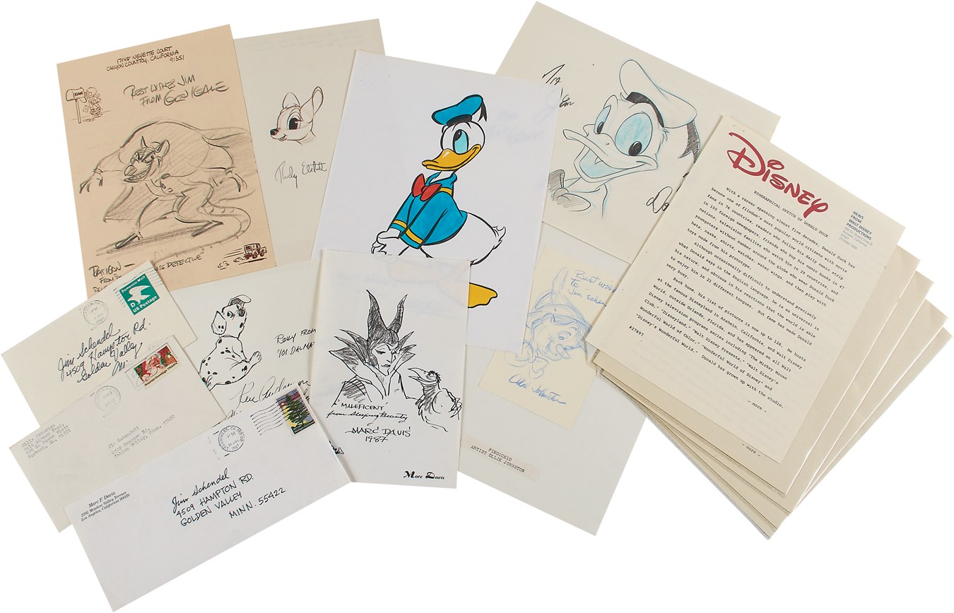 Jim Schendel Autograph Collection - Disney Character Sketches & Autograph Collection - with Iconic Characters (25+)