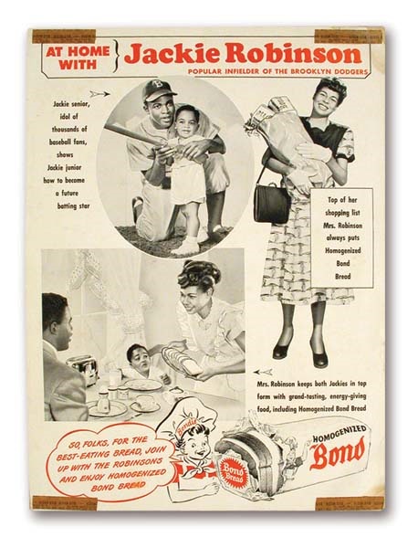 - Circa 1948 Jackie Robinson Bond Bread Store Advertising Sign (11x15")