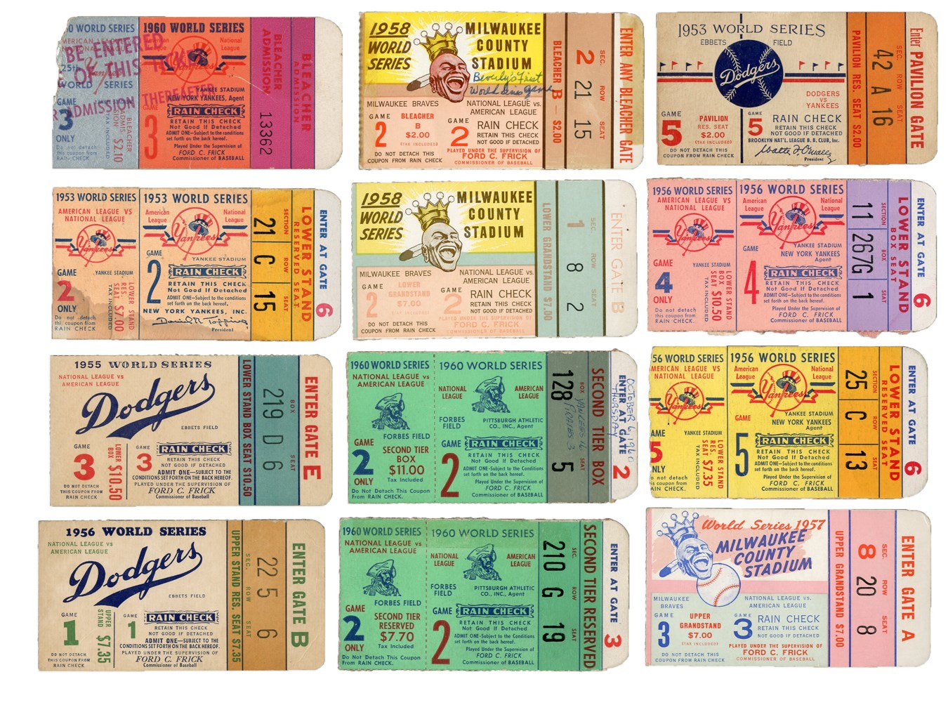 Mantle and Maris - Complete Set of Mickey Mantle World Series Record-Setting Home Run Tickets (18)