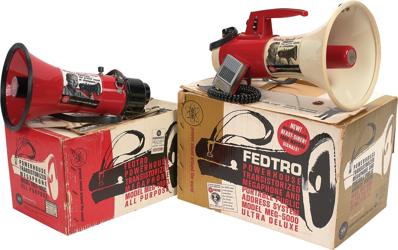 Pair of Two Different Mickey Mantle Fedtro Megaphones