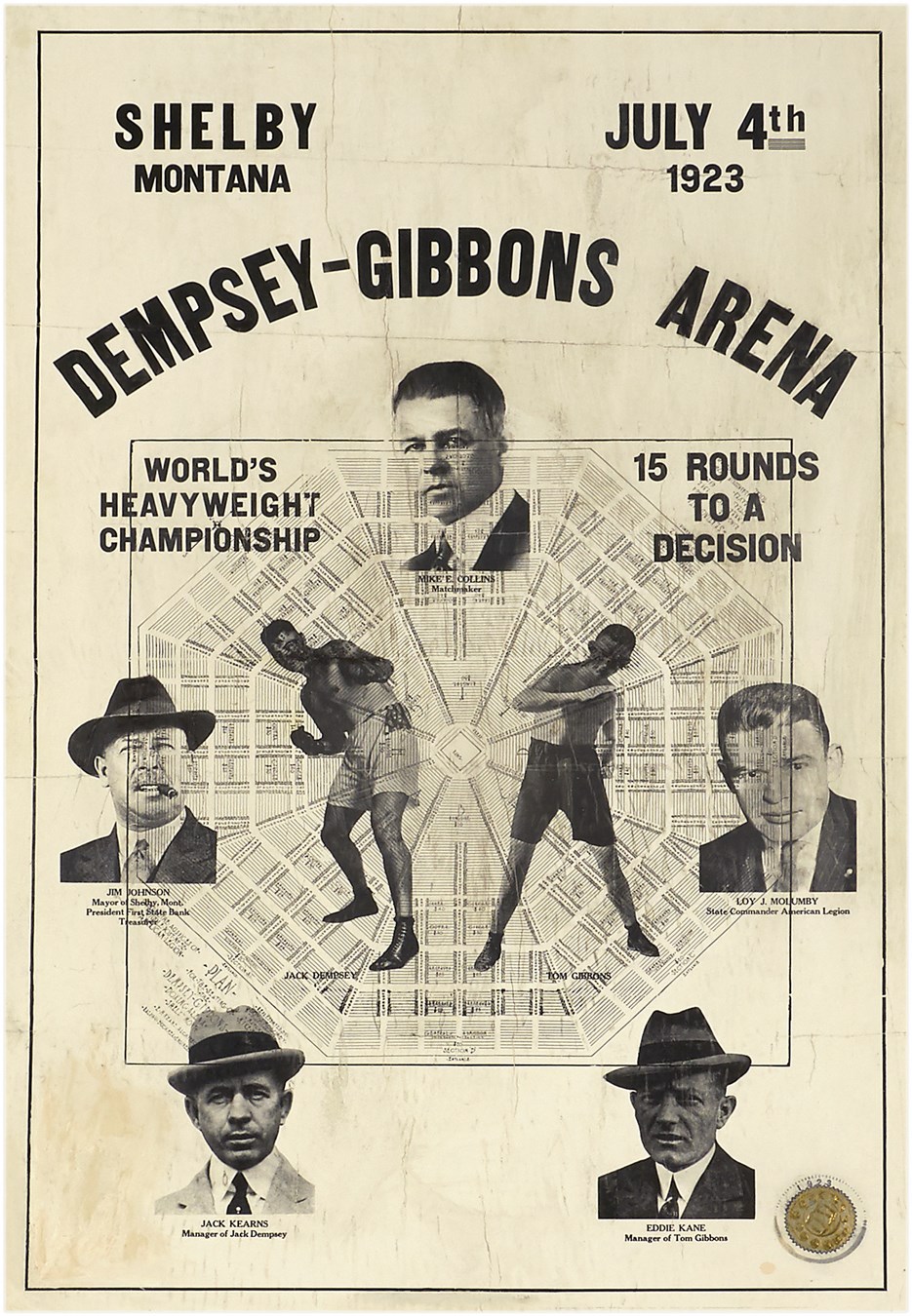 Muhammad Ali & Boxing - Dempsey-Gibbons Onsite Poster (1923)