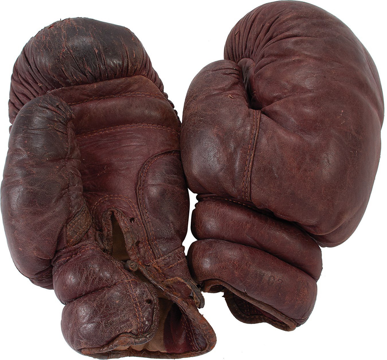 - 1930s Nathan Mann Worn Boxing Gloves and Original Oil Painting - Fought Joe Louis for Title