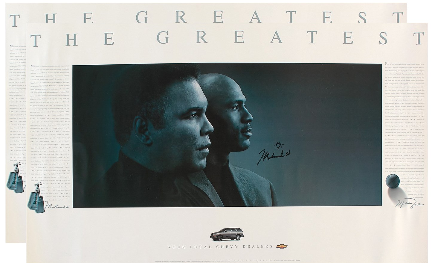 Muhammad Ali Signed "The Greatest" Posters with Heart Sketch (2)
