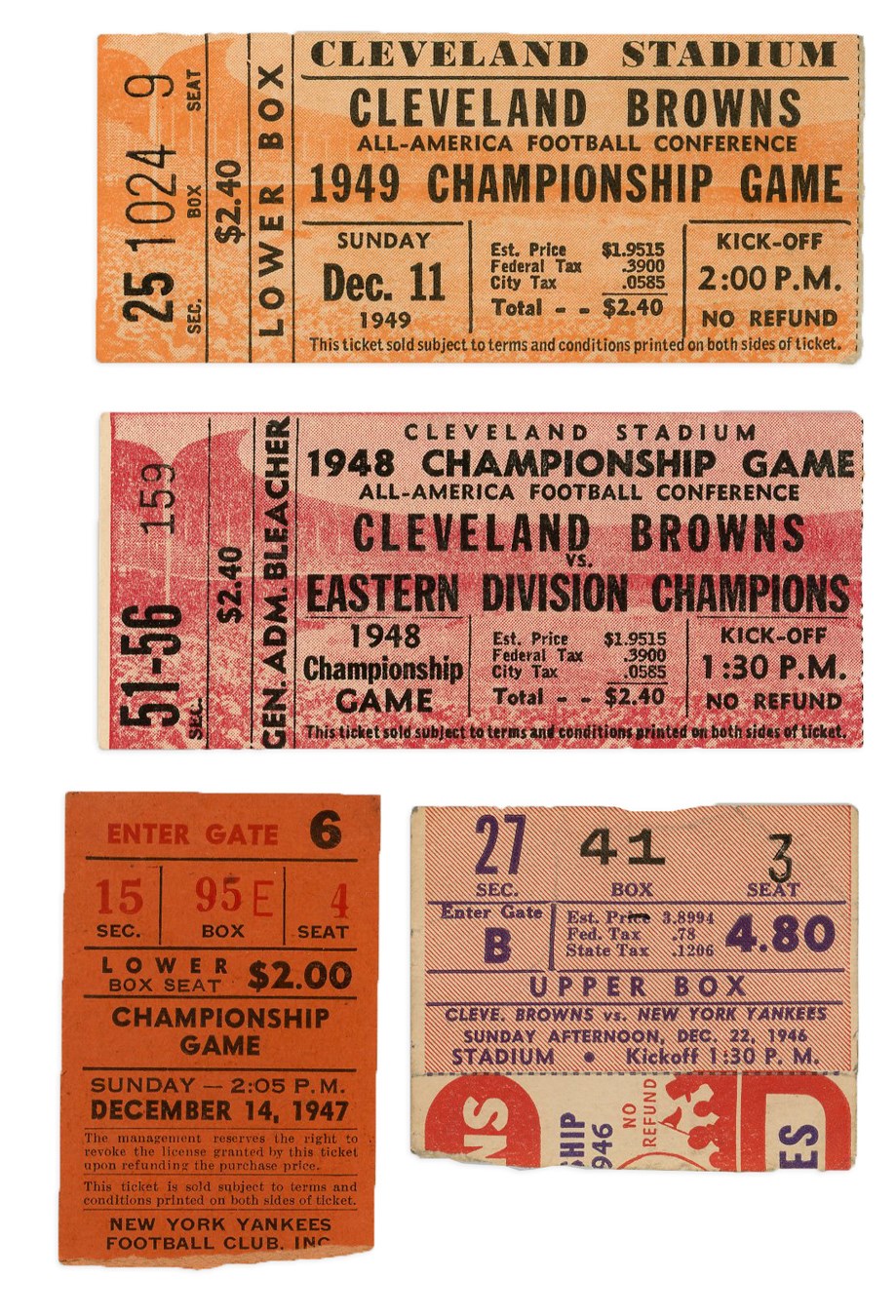 Negro League, Latin, Japanese & Int'l Baseball - Tickets to All Four AAFC Championship Games (4)