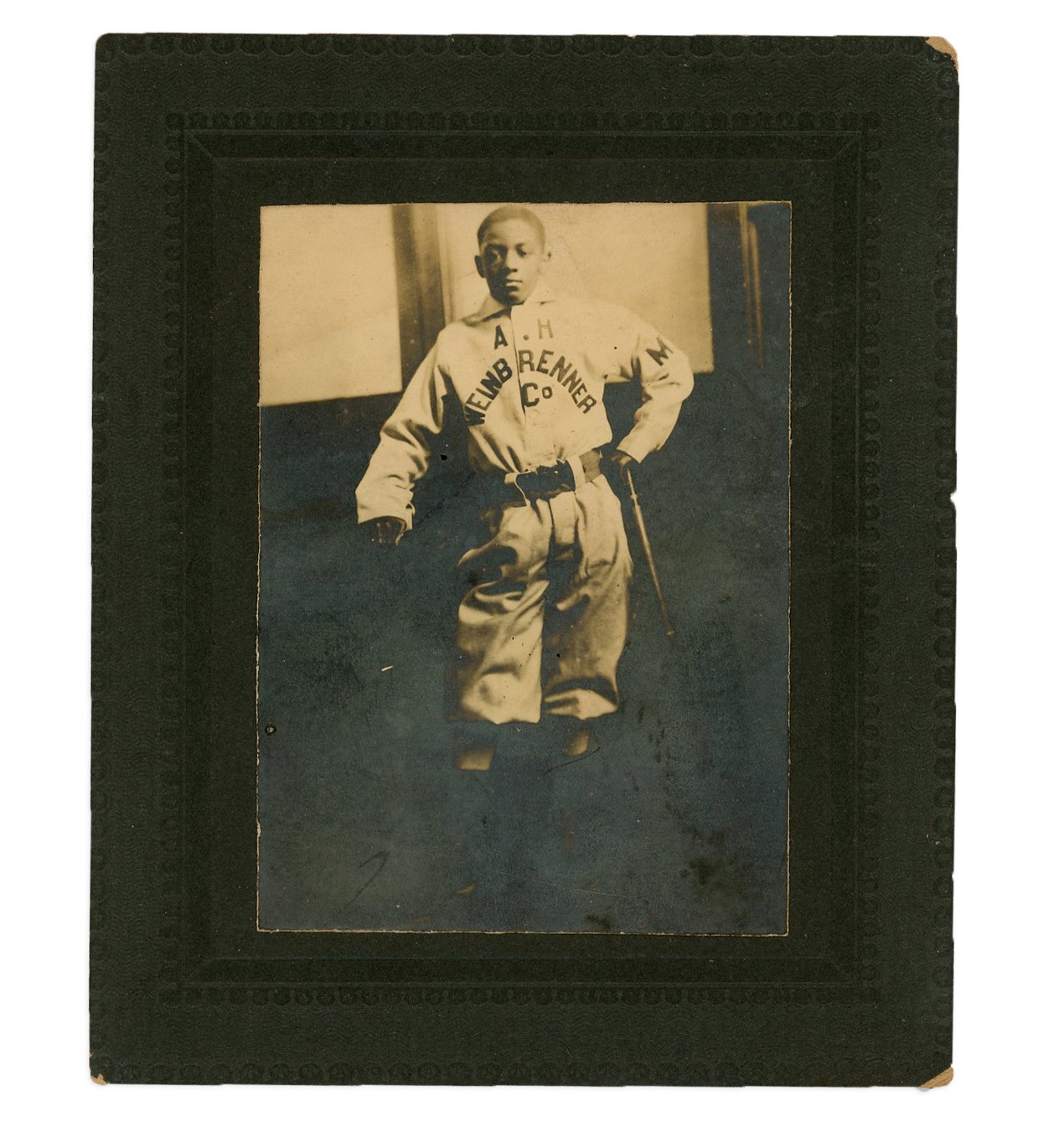 Negro League, Latin, Japanese & Int'l Baseball - Turn of the Century Negative Stereotype African-American Baseball Mascot Cabinet Photograph