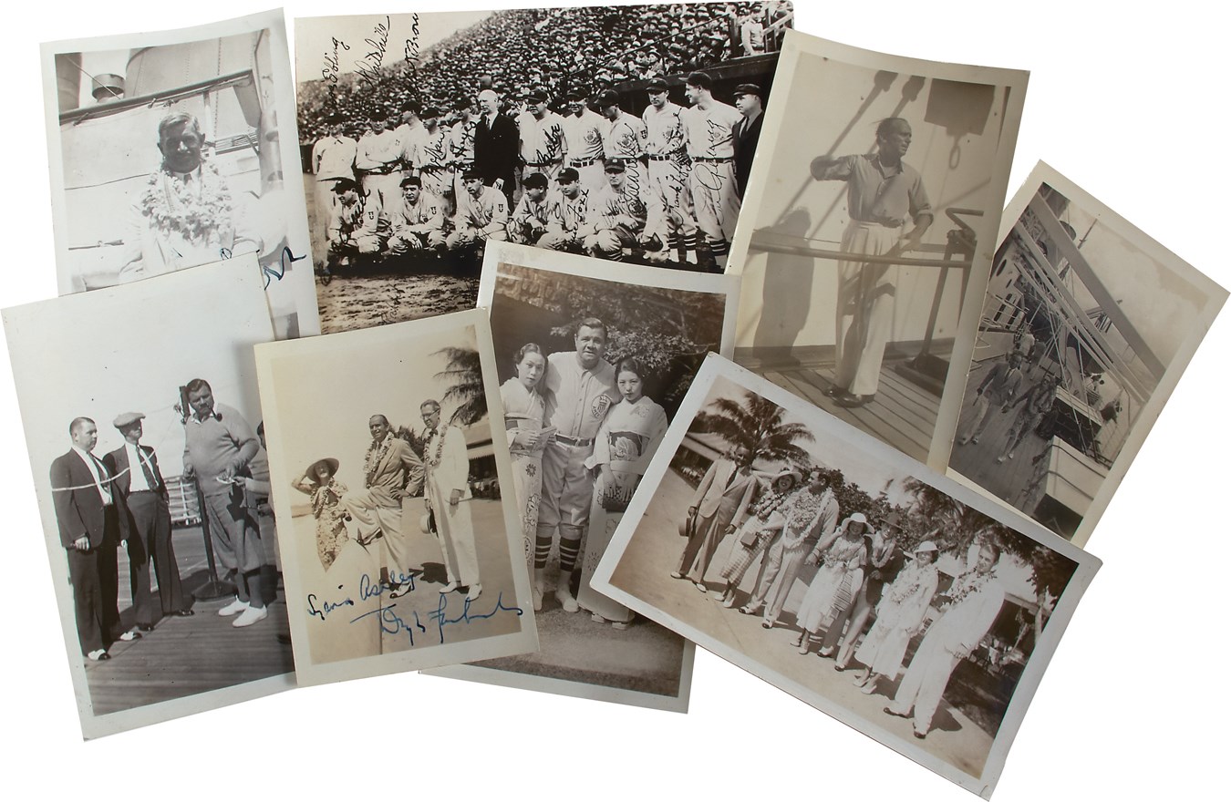 Negro League, Latin, Japanese & Int'l Baseball - 1934 Tour of Japan Baseball Photos - Babe Ruth w/Geishas!