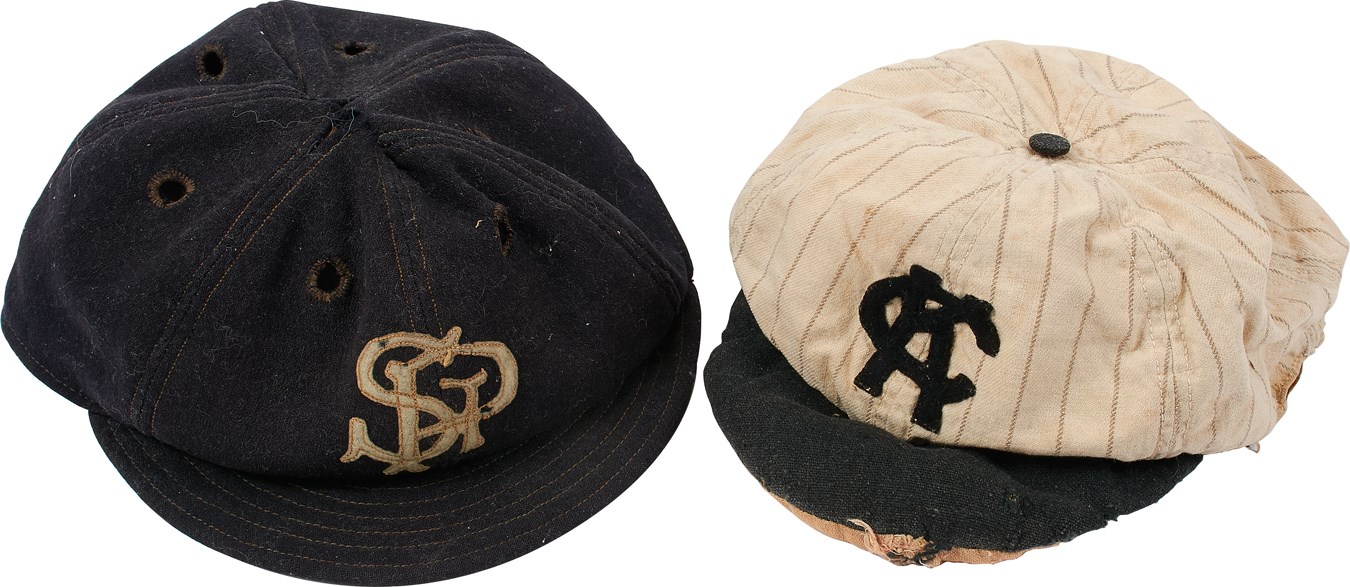 Negro League, Latin, Japanese & Int'l Baseball - 1920s Kansas City Monarchs & St. Paul Saints (?) Game Worn Caps (2)
