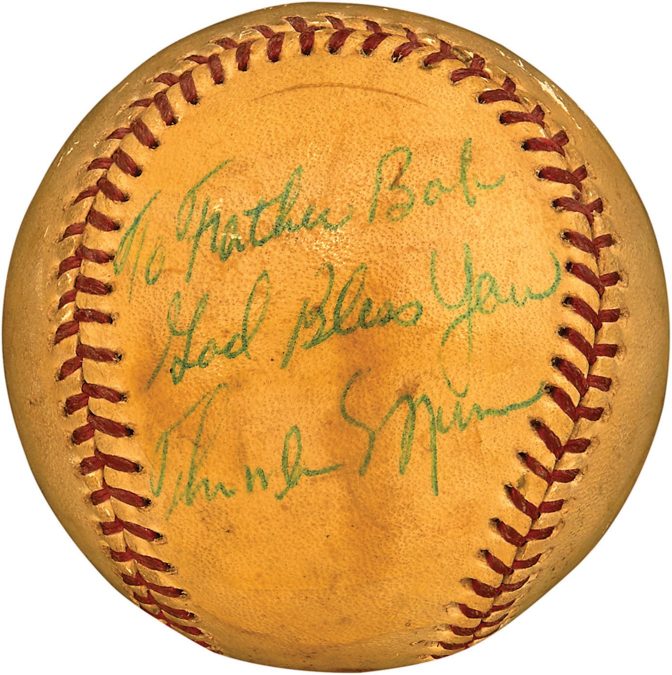 NY Yankees, Giants & Mets - Thurman Munson Signed "God Bless You" Baseball to Priest