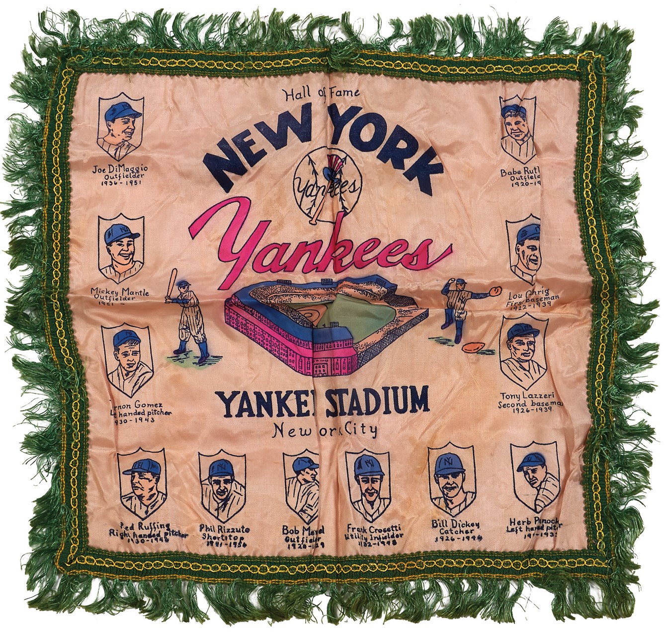 NY Yankees, Giants & Mets - 1950s New York Yankees Silk Pillowcover