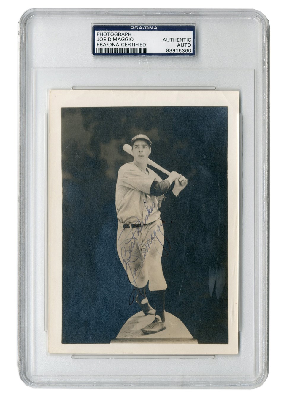 NY Yankees, Giants & Mets - Circa 1939 Joe DiMaggio Signed George Burke "Standee" Photograph (PSA/DNA)