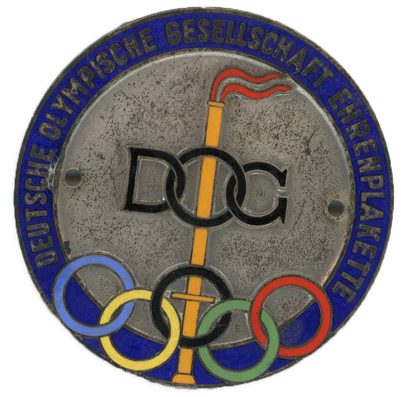 Olympics and All Sports - 1936 Berlin Olympics Enamel Card Badge for "German Olympic Torch Leader"