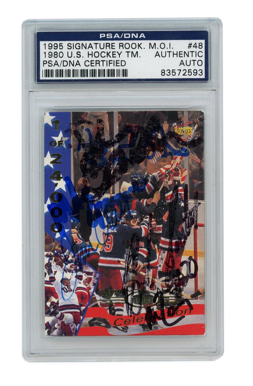 Olympics and All Sports - 1980 USA Olympic Hockey Team-Signed Card with Herb Brooks (PSA/DNA)