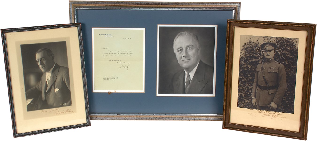 Pop Culture Autographs - Presidential & Military Autographs w/FDR, Wilson & Pershing (3)