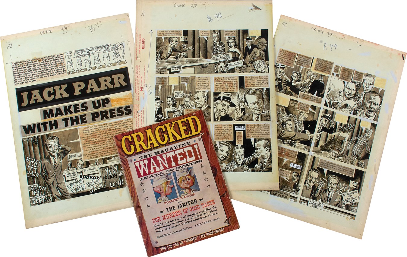 Pop Culture Autographs - 1961 Cracked #18 Original Story Art by EC Artist John Severin - Jack Paar