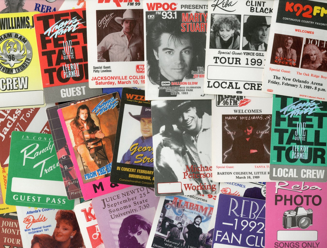 Rock 'N' Roll - Big 1980s-90s Country Music Concert Backstage Pass Collection from Otto (175+)