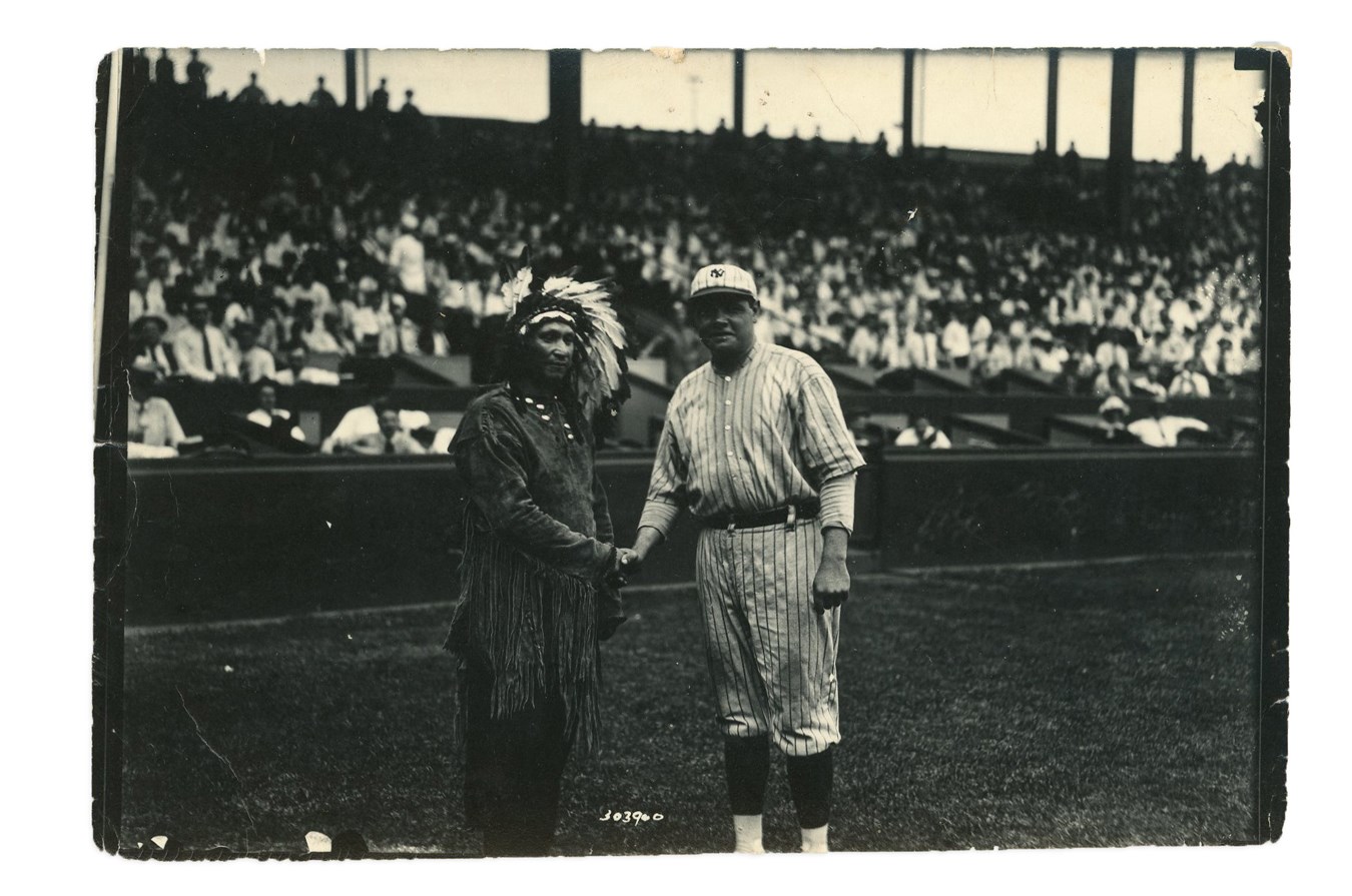Ruth and Gehrig - 1921 Babe Ruth with Indian Type I Photograph