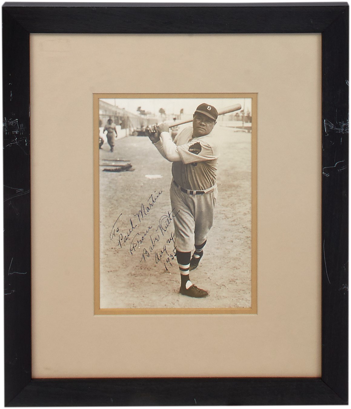 Ruth and Gehrig - Magnificent 1935 Babe Ruth Signed Boston Braves Photograph