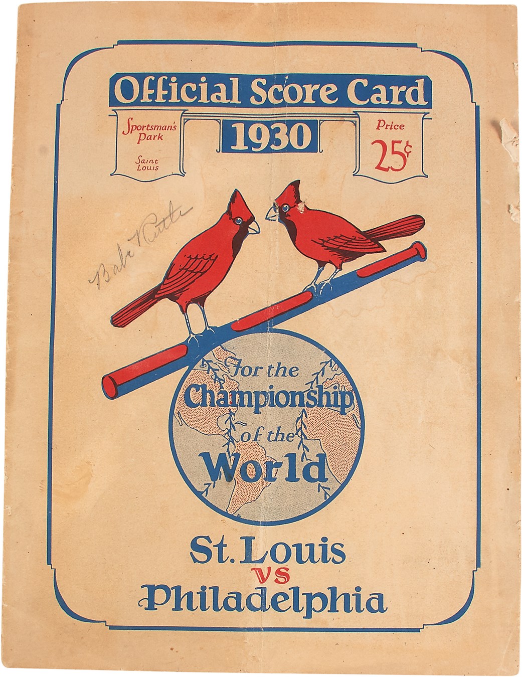 1930 World Series Official Game 3 Program Signed by Babe Ruth (JSA)