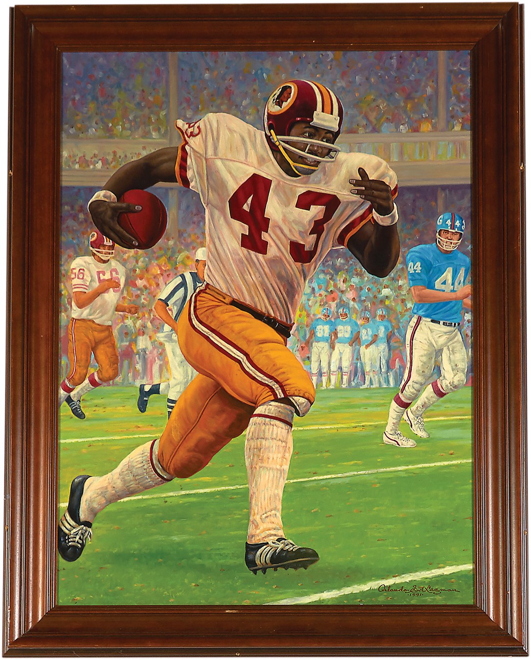 Sports Fine Art - Larry Brown Washington Redskins Football Painting by Orlando S. Lagman, "Painter of Presidents"