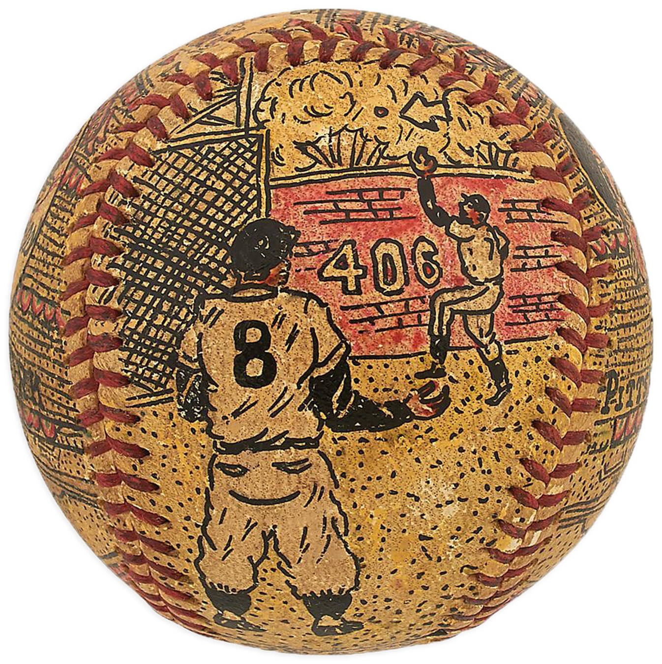 Sports Fine Art - 1960 World Series Folk Art Painted Baseball by George Sosnak