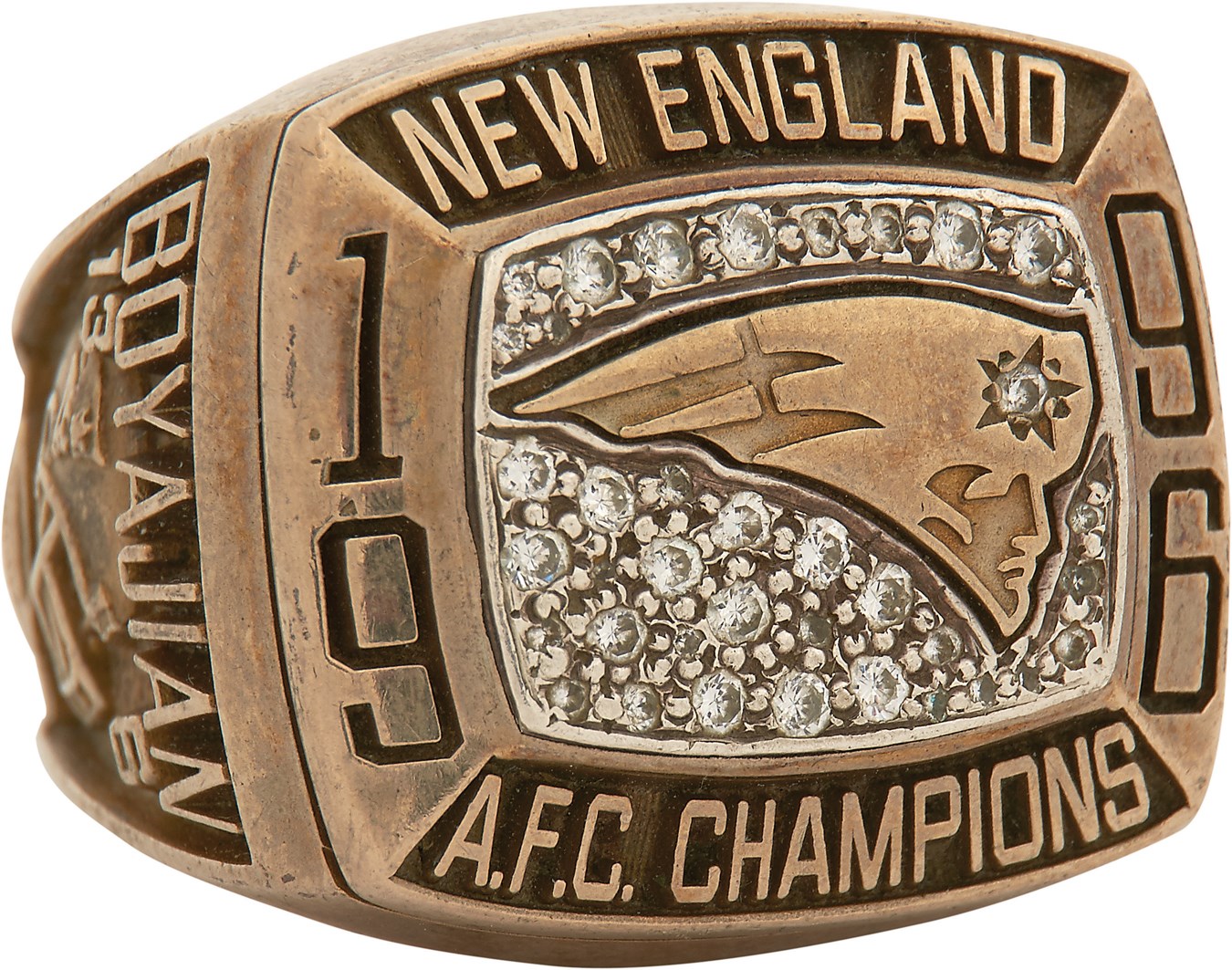 Sports Rings And Awards - 1996 New England Patriots AFC Championship Ring - Presented to Long Time Executive