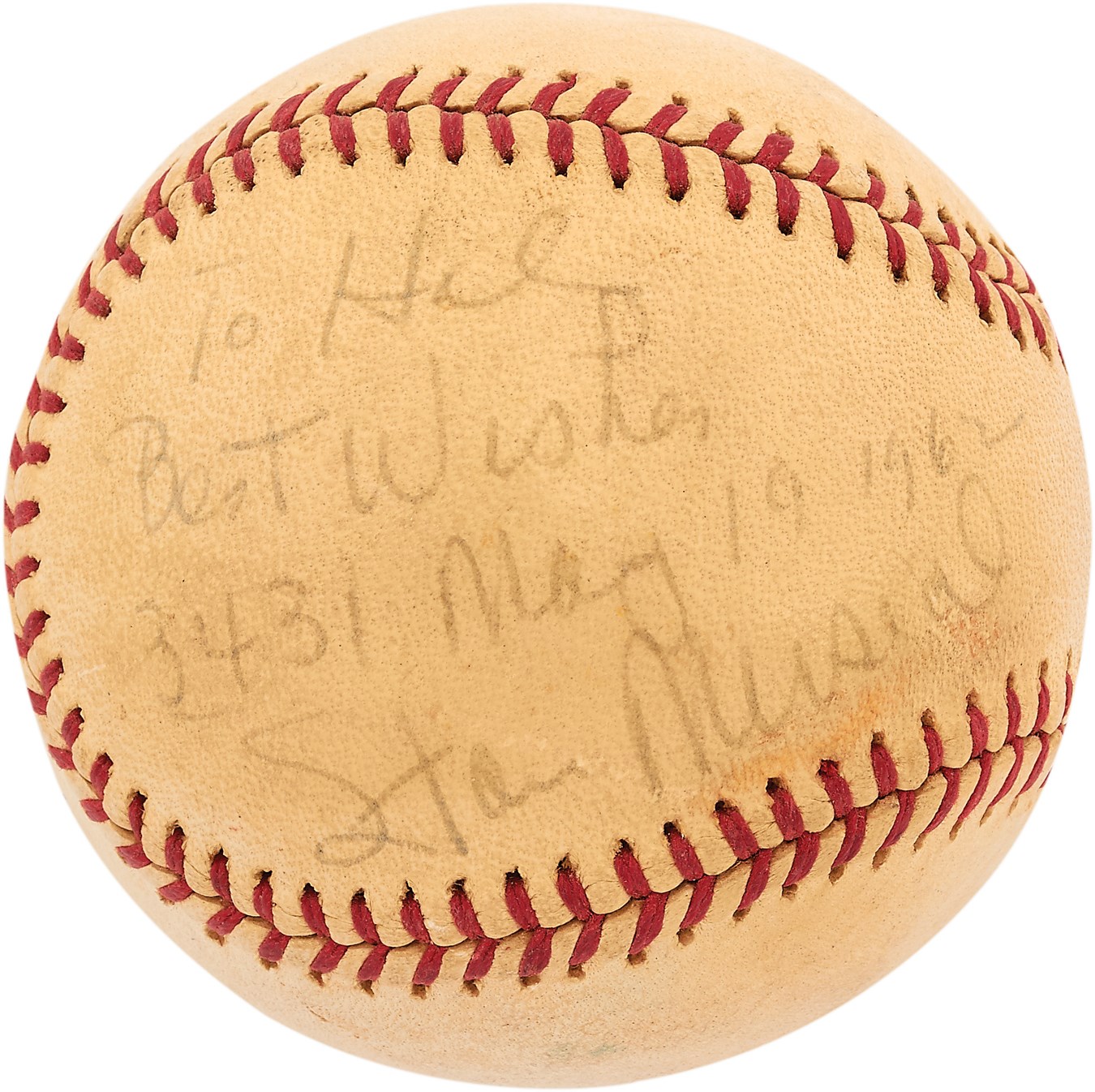 St. Louis Cardinals - 1962 Stan Musial Hit #3431 Baseball - From Teammate Hal Smith (PSA)
