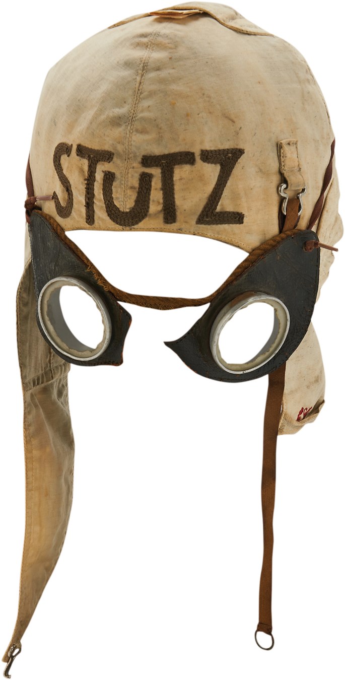 1910s Earl Cooper Race Worn "Stutz" Cloth Helmet & Goggles