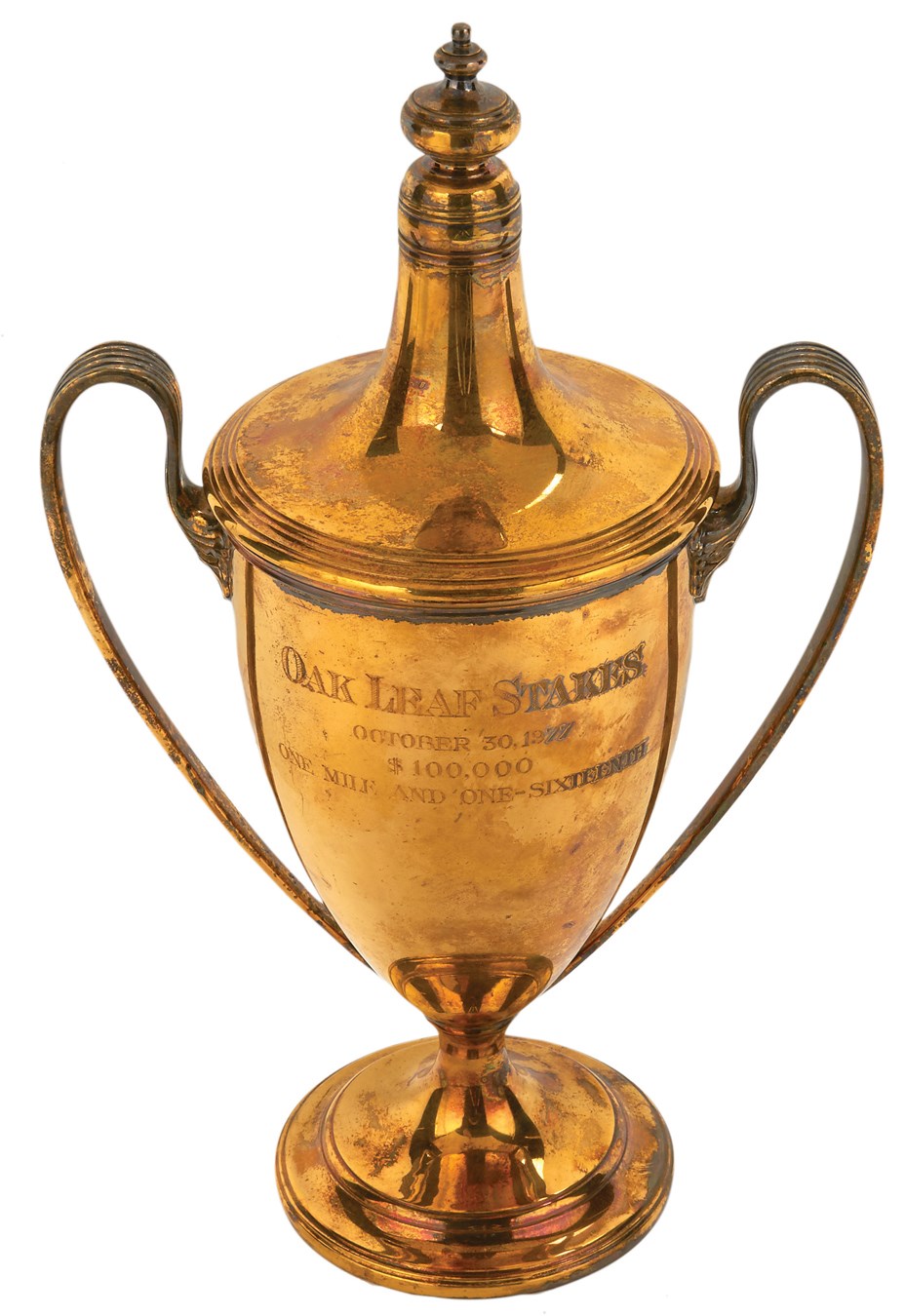 The Gotham Collection of Spectacular Horse Racing - "B. Thoughtful" 1977 Oak Leaf Stakes Silver Trophy w/Gold Wash by Tiffany