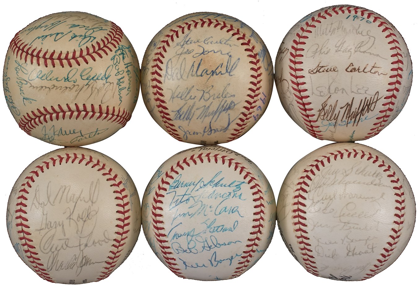 1962-1970 St. Louis Cardinals Team-Signed Baseballs (6)