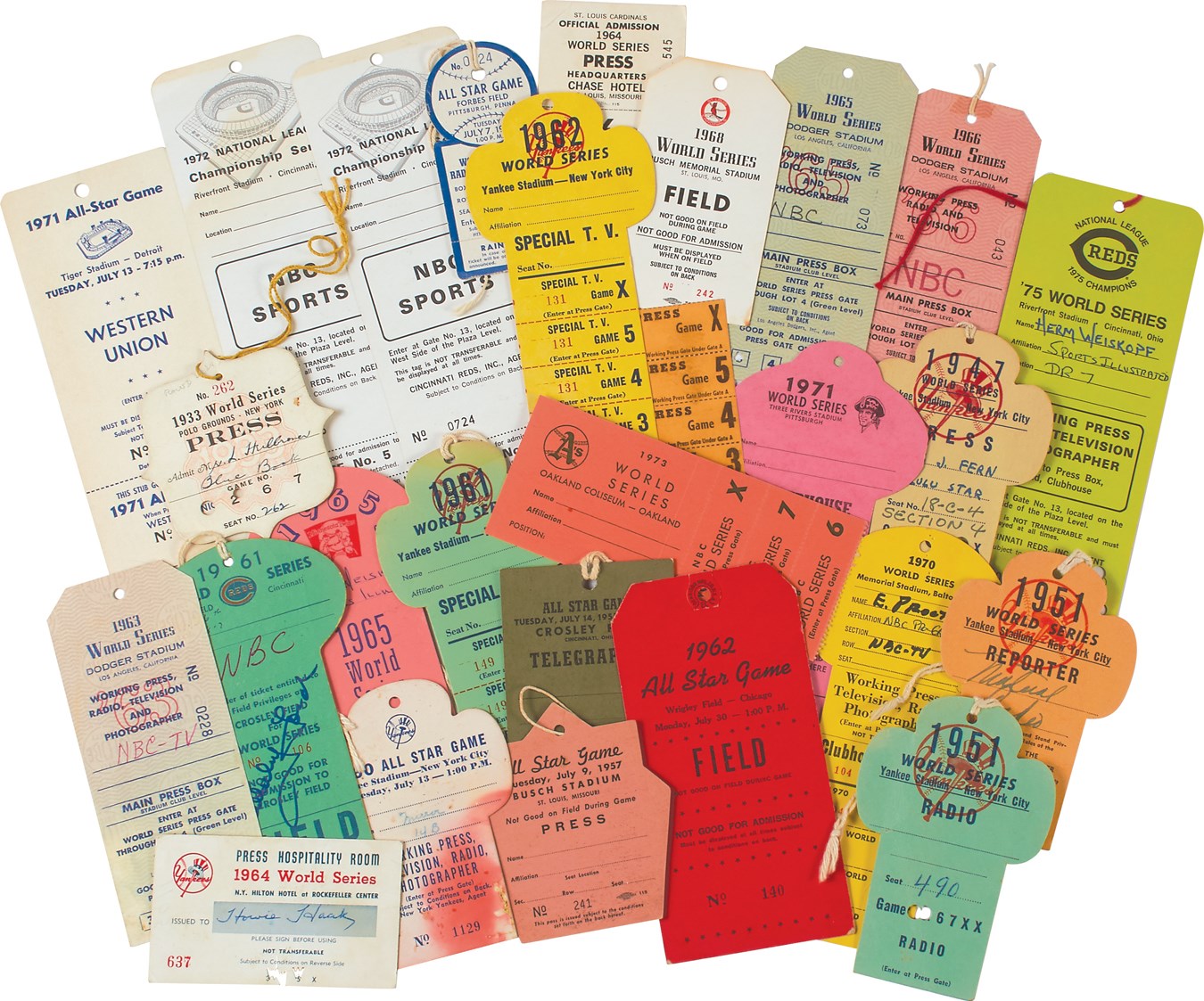 Tickets, Publications & Pins - 1933-75 World Series & All-Star Press Passes (30)