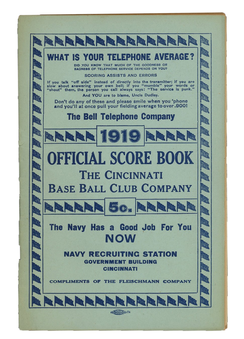 Tickets, Publications & Pins - 1919 World Champion Cincinnati Reds Program