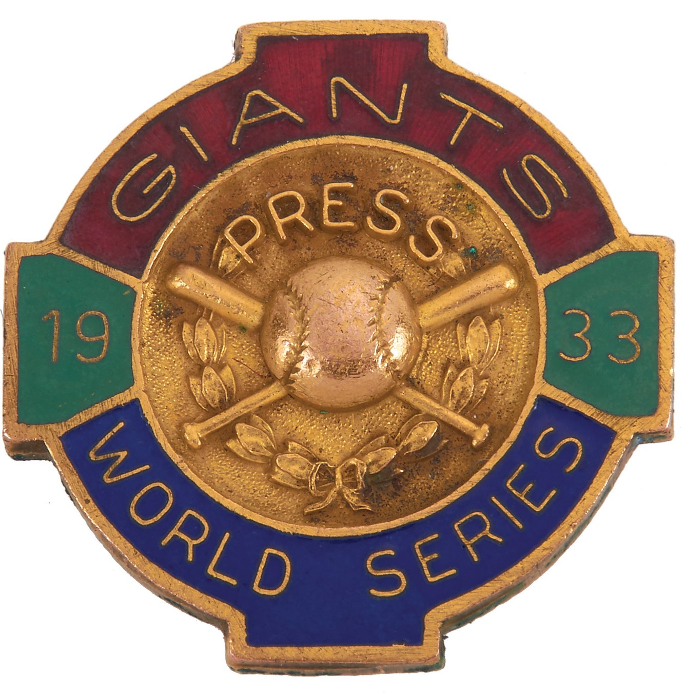 Tickets, Publications & Pins - 1933 New York Giants World Series Press Pin