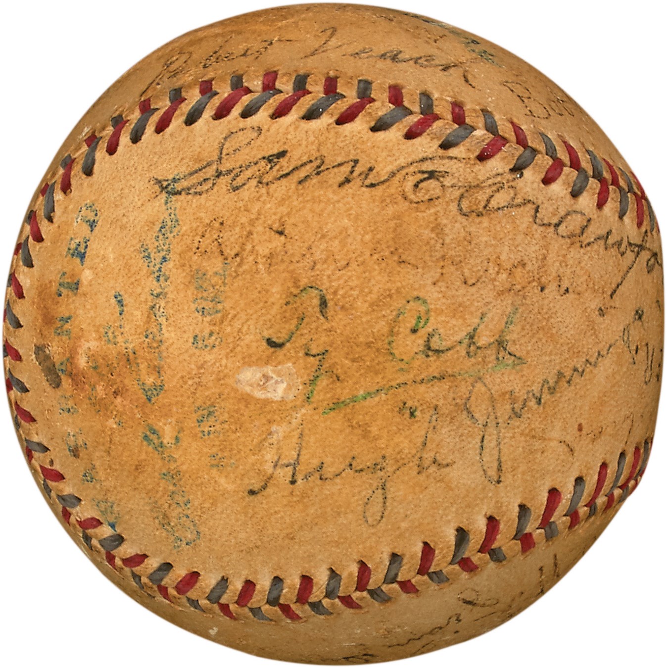 1916 Detroit Tigers Team-Signed Baseball with Jennings and Cobb (PSA)