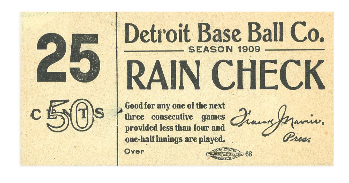 Ty Cobb and Detroit Tigers - 1909 Detroit Tigers Ticket