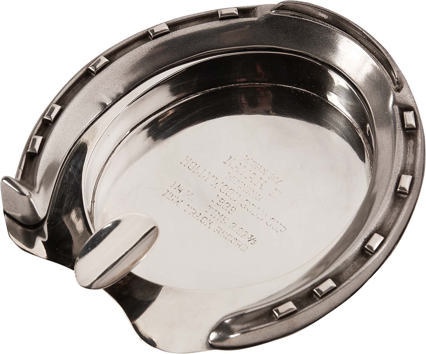 Horse Racing - 1939 Kayak II Hollywood Gold Cup Race Worn Horse Shoe Sterling Silver Ash Tray - New Track Record