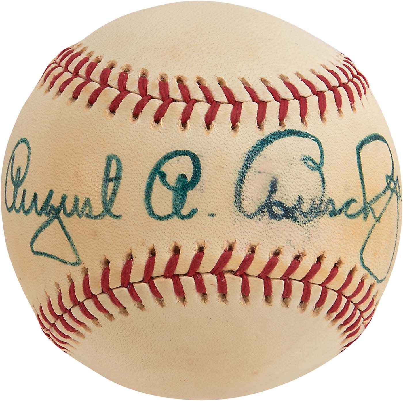 St. Louis Cardinals - 1974 High Grade August A. Busch Vintage Single-Signed Baseball (PSA)