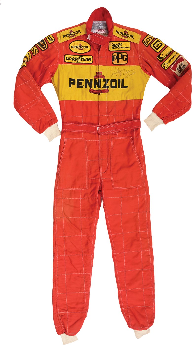 - 1988 Rick Mears Signed Race Worn Pennzoil Fire Suit